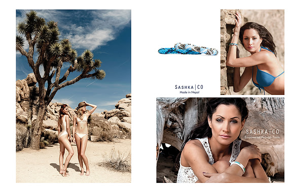 Commercial fashion collage featuring desert portraits and jewelry campaign imagery.