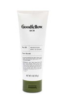Clean white-background product photograph of a Goodfellow & Co Moroccan Mint & Cedar face scrub tube.