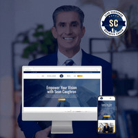 Responsive website design for business consultant and leadership coach Sean Caughron displayed on desktop and mobile.